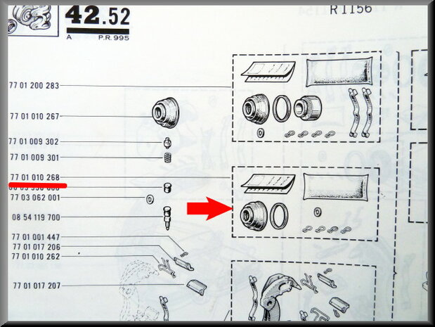 Brake caliper repair set 54mm.