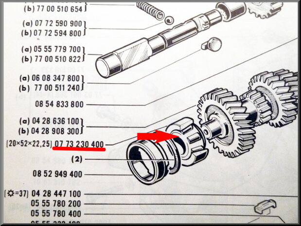 Primary shaft bearing (20-52-22,25 mm) 336 gearbox.