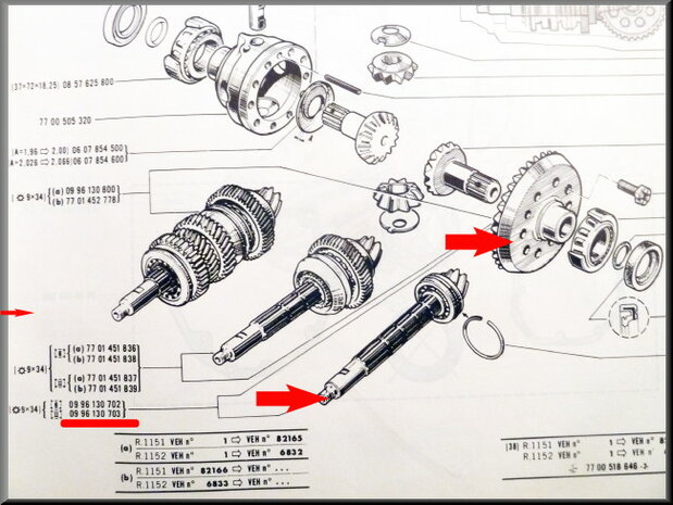 Crown wheel and pinion (9 and 34 theeth).