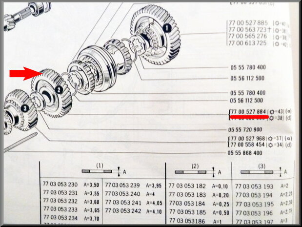 Pinion 2rd gear (43 teeth).