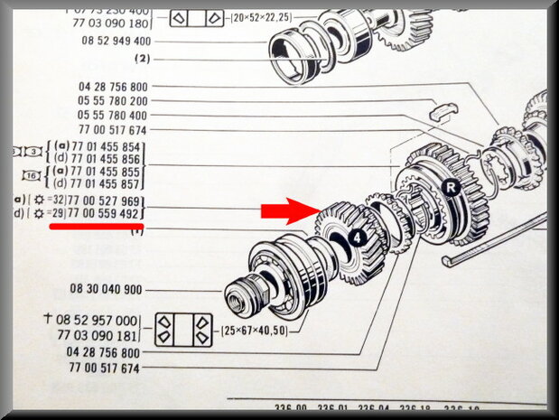 Pinion 4rd gear (29 teeth).