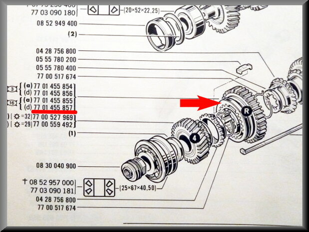 Reverse gear with synchronization hub (37 teeth).