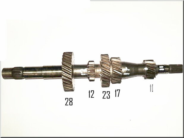 Primary shaft (28-12-23-17-11 teeth).