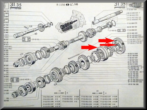 Pinion 1rd gear with synchronization hub (42 teeth).