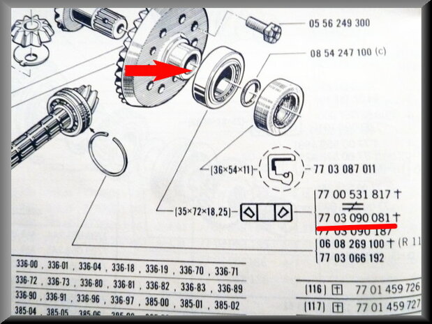 Differential bearing (35-72-18,25mm). 