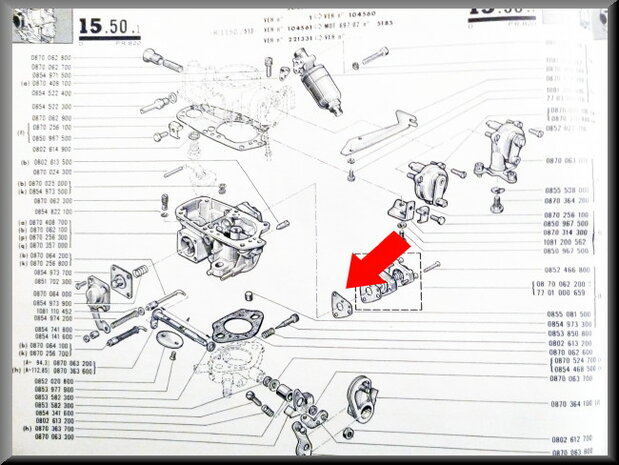 Carburetor gasket R16 L-GL-GLS. Carburetor 32 SEIA SEIMA.