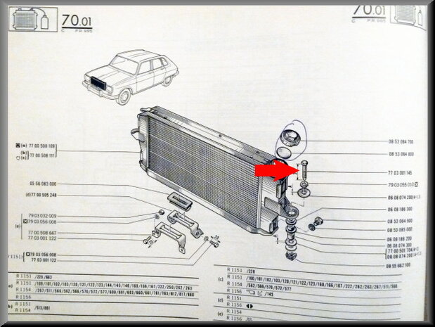 Radiator attaching bolt.