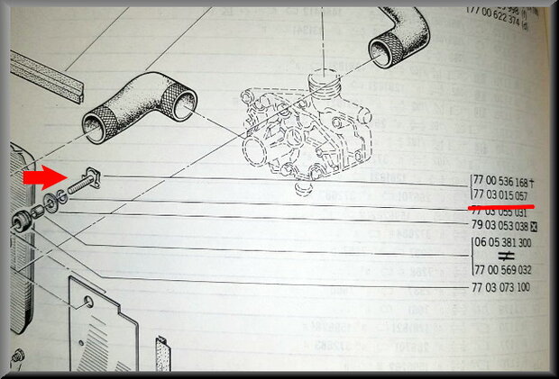 Radiator attaching bolt.