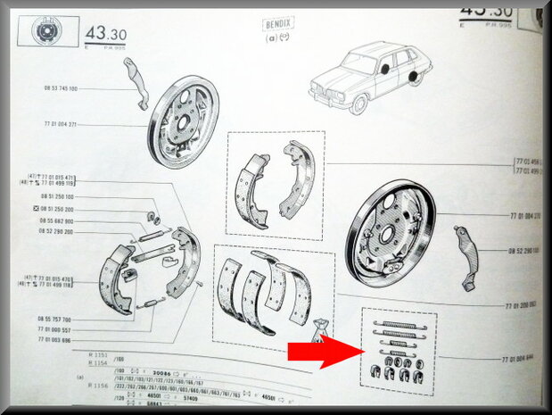 Mounting kit rear brake shoes (System Bendix).