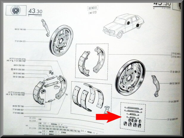 Montage set remschoenen achter (Bendix systeem).