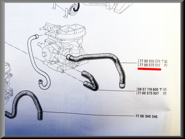 Tuyau de refroidissement entre collecteur et starter R16 TX.