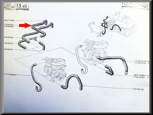 Cooling hose between water pump and carburetor R16 TS.