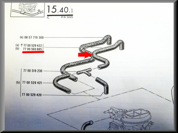 Cooling hose between water pump and carburetor R16 TX.