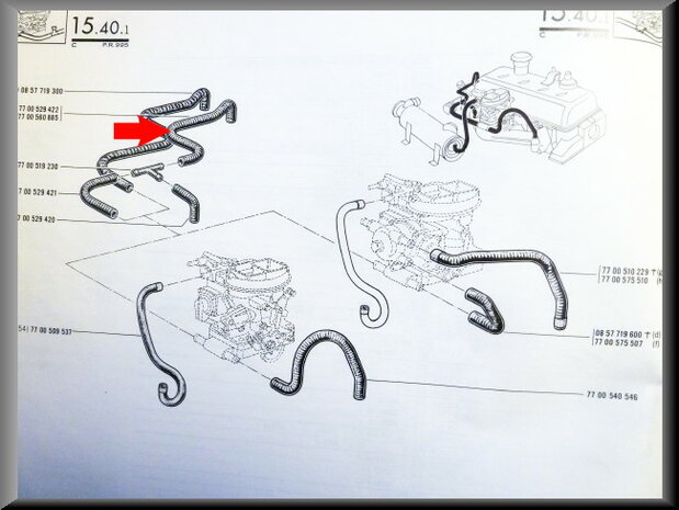 Cooling hose between water pump and carburetor R16 TX.