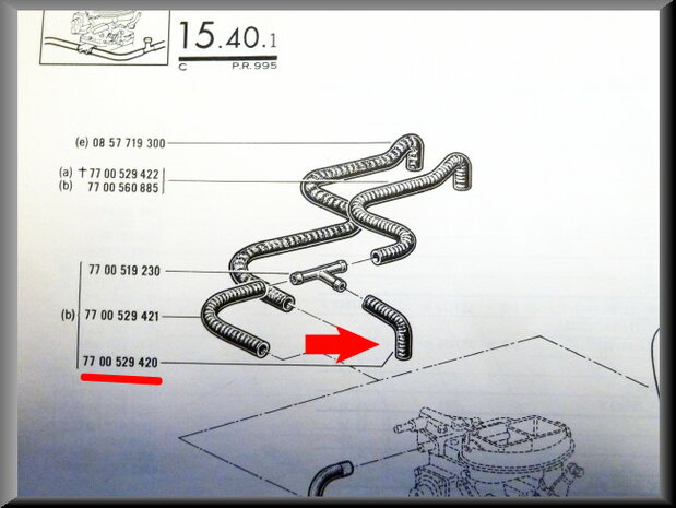 Cooling hose between water pump and carburetor R16 TX.