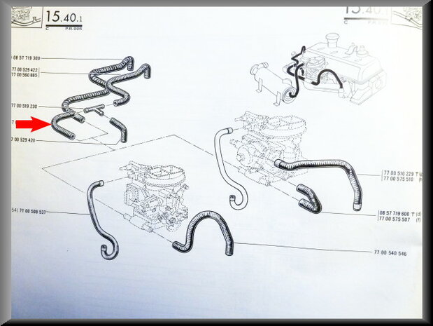 Cooling hose between water pump and carburetor R16 TX.