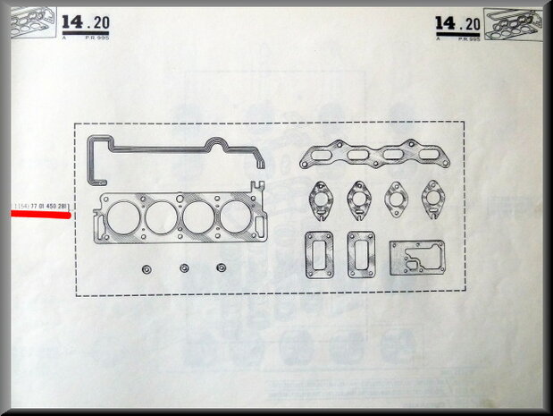 Cylinder head gasket set R16 TS.