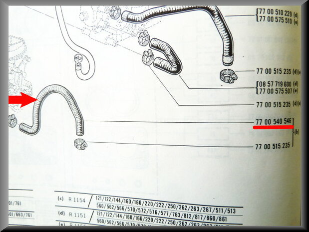 Cooling hose carburetor/ manifold R16 TS.