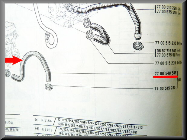 Koelslang carburateur/spruitstuk R16 TS.