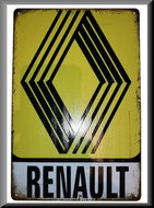 Plaque métallique avec logo Renault (20x30cm).